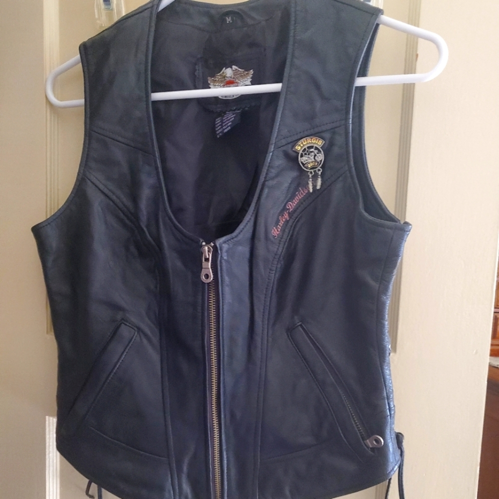 Harley Davidson leather motorcycle vest